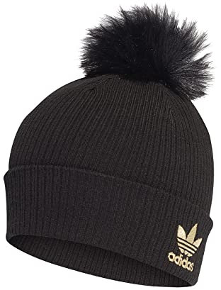 adidas Damen W Fur Pom Beanie Hat, black/metallic gold, 3XL EU