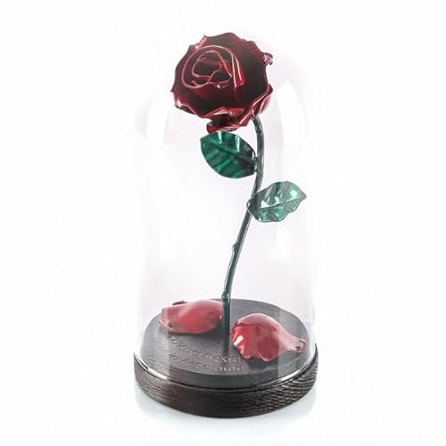 Forging Art Bcn® Rosa Encantada Forjada a Mano en Cúpula de Cristal Bella y Bestia Personalizable- Regalo Día de la Madre, Sant Jordi, San Valentín, Bodas de hierro (6 aniversario) (Personalizada)