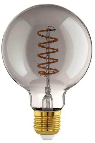 EGLO E27 Lampe dimmbar, Spiral LED Glühbirne Globe, Vintage Deko Leuchtmittel schwarz-transparent im Retro-Design, 4 Watt, 100 Lumen, warmweiß, 2000k, Edison Birne G95, Ø 9,5 cm