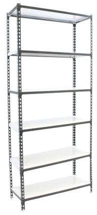Simon Rack Schwerlastregal, 2500x800x500 mm, Bis 180 kg Belastbar, 6 Verstellbare Ablagen, Kellerregal, Lagerregal, Anthrazit/Weiss - Simonclick