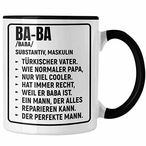 Trendation - Türkischer Vater Geschenk Tasse Türken Kaffeetasse Baba Papa (Schwarz)