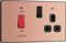 BG Electrical Cooker Switch with Socket and LED, Cooker Control Unit, Control Socket, Double Pole, Screwless Front Plate, Evolve, Polished Copper, 45A, PCDCP70B