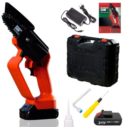 ROTORAZER Mini Motosega professionale a Batteria Mini Chainsaw, massima sicurezza, Senza fili, con batteria e caricabatterie, legno, rami da giardino, è conforme alla direttiva 2006/42/CE