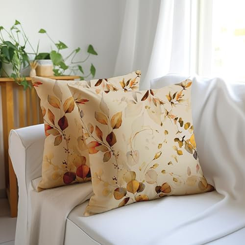 Encasa XO Dekorative Kissenbedeckung 16x16 (40x40 cm) - L1 Gold - Digital gedrucktes Blumenkissen für Stuhl, Sitz, Bett, Büro und Haus (2)