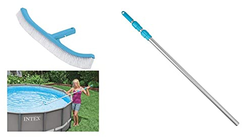 Intex - 29053 - Brosse De Paroi Courbée 41 Cm & 29055 - Manche Telescopique Aluminium 2M79