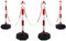 TRMLBE Kettenpfosten 82 x 28 x 28 cm Absperrpfosten Kettenständer-Set mit 4 Abgrenzungsständer und 1.4m Gliederketten Absperrungen für Warnung an Auffahrt, Garage, dem Tor - Rot