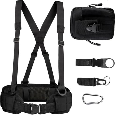 Taktisches Kampfgürtel-Set, schmaler Airsoft-Molle-Gürtel mit Metallschnalle für Schießen, Jagd, Kriegsgürtel, Spielgürtel und Taschen, sichere Lebensverteidigungsgürtel, Molle-Tasche im Lieferumfang