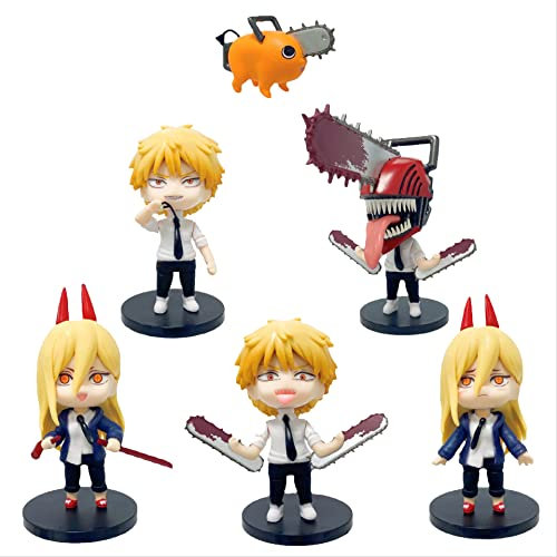 FABIIA Anim Q Version Chainsaw Man Figurine Toy with Accessories Movable Anime Figures Statue Toy Cartoon Character Model Desktop Decorations Ornaments/1 Set