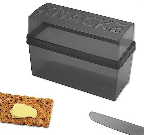 WESTCRAFT 1er | 2er | 4er Knäckebrot Box Set, für z.B. Sauerteig, Roggen Crisp Knäcke | finnisches, schwedisches Knäcke Brot in Scheiben | Aufbewahrung | kleine Mini Brotbox 20 x 14 x 9 cm Schwarz