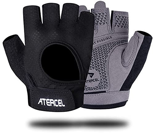 ATERCEL Fitness Handschuhe Fahrradhandschuhe für Herren und Damen, Atmungsaktive Trainingshandschuhe für Krafttraining,Bodybuilding,Kraftsport & Crossfit Training Grau XL