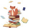 SUPERDANT Wandsticker Zum Lesen von Büchern Fuchs Und Blumentier Wandaufkleber Zum Abziehen Und Aufkleben Magische Farbenfrohe Schöne Vinyl Wandsticker Für Das Kinderzimmer Klassenzimmer Dekorieren