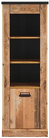Furn.Design Badezimmer Regal Holz Used Wood hell und anthrazit/grau Midischrank Hochschrank mit Soft-Close 51 x 146 cm Stove (Midischrank)