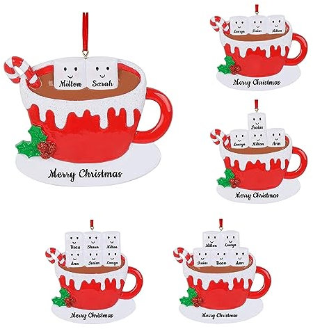 2024 Ornamento natalizio personalizzato per la famiglia, decorazione da appendere alla tazza di caffè personalizzata con i nomi dei membri della famiglia