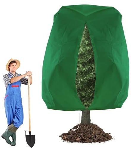 BIQIQI Pflanzenschutz Winter 200x240cm, Winterschutz für Kübelpflanzen mit Reißverschluss Zugband, Winterschutz für Pflanzen Palmen Olivenbaum Baum, Winterschutzhaube für Pflanzen Groß(1 Stück,Grün)