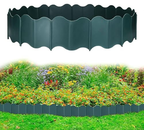 Tefola Lot de 20 Bordures de Jardin en Plastique emboîtables - Bordure de Jardin Flexible - Bordure de Parterre de Fleurs- Vert