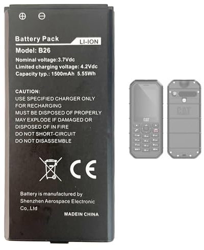 Aousavo B26 ersatz akku Kompatibel mit Cat B26 Telefon Caterpillar B26 Handy Seniorenhandy Telefon