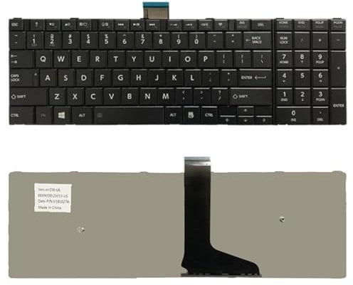 zaorunjs - Teclado de repuesto para portátil Toshiba Satellite C50D, C50-A, C50-A506, C50D-A, C55T-A, C55-A, C55D-A (USB, membrana, QWERTY, ambidiestro)