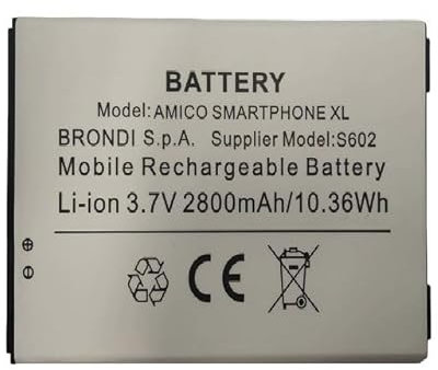 MOVE Born to be Tech Batteria originale COMPATIBILE CON BRONDI AMICO SMARTPHONE XL (SUPPLIER MODEL:S602) Li-ion 3,7V 2800mAh Watt 10.36Wh (DIM:95x64x4.5)