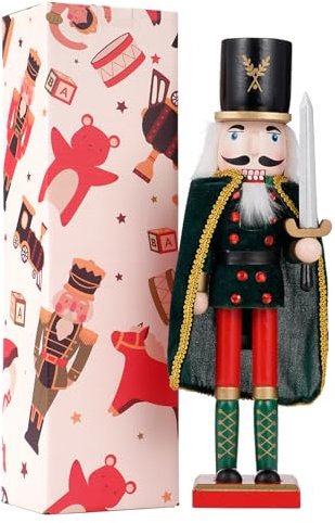 COMBIUBIU 38 cm Nussknacker Figuren Holz Nussknacker Soldaten,Traditionelle Weihnachten Nussknacker Figuren Deko aus Kiefernholz für Zuhause Weihnachtsdekoration Weihnachtsschmuck, (Schwarz)