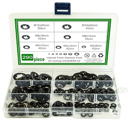 Schnellspann-Unterlegscheiben, 290 Stück in 7 Größen, interne Zahnscheiben für sichere und einfache Installation