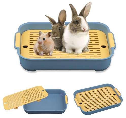 Bac Litiere Lapin, Animal Toilette, 27 * 18,8 * 4 cm Bac à litière pour Lapin, Bac à litière pour Petit Animal Toilette, Entraîneur de Pot Utilisation en Cage, Plateau avec Grille pour Hamster