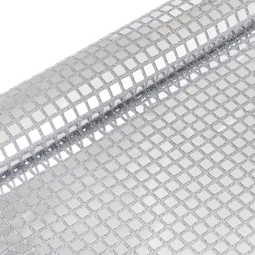 MAYJOYDIY 1×1.3 m Silber Metallic Folie Discokugel Spiegelstoff Quadratischer Tüll Paillettenstoff Pailletten Bühnendekorationsstoff Zum Nähen Kleiderbasteln Tanzkostüm Dekoration