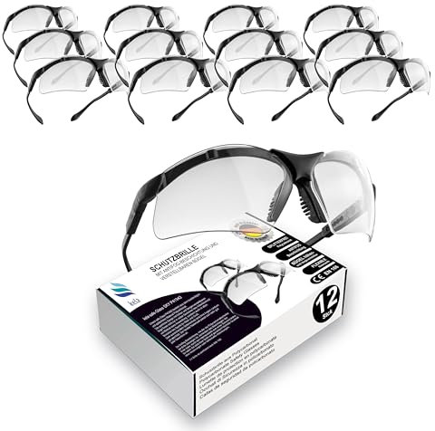 kela 12er Pack Schutzbrille SKY I 100% Made in Germany | splitterfrei kratzfeste Arbeitsschutzbrille mit UV400 und integriertem Seitenschutz I Sportbrille höhen- und längsverstellbare Bügel