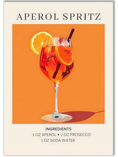 Happy Motive – Premium Cocktail Poster wahlweise in DIN A3 oder DIN A4 – Premium Druck auf 300g Papier – Wanddekoration für Bar, Küche und Homebar, Office ohne Rahmen Aperol Spritz A4