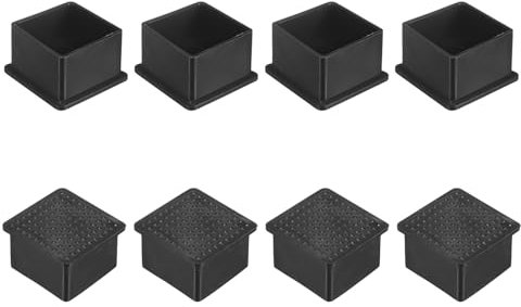 M METERXITY 8-Pack Square Chair Leg Caps, 1.57 (40mm) PVC Chair Leg Floor Protectors for Chairs/Table/Bed, Furniture Feet Covers Cups Non-Slip End Tips
