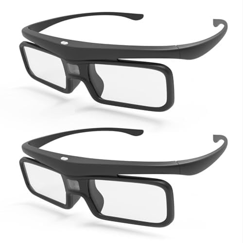Valerion DLP Link 3D-Brille, wiederaufladbare aktive Shutterbrille kompatibel mit VisionMaster Max/ Pro2/ Pro, StreamMater Puls2/ Puls & Anderen DLP-Link 3D-Projektoren (2er Pack)