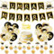 Umrah Mubarak Party Decorations Set, Islamic Party Supplies Includes 2 Umrah Mubarak Banner, Cake Topper, 12 Cupcake Toppers & 16 Balloons, Gold & Black Muslim Events Decor