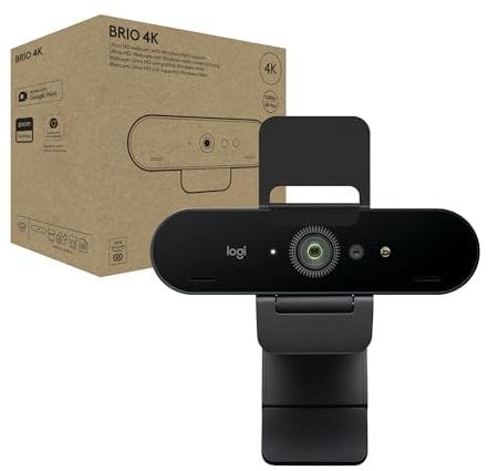 Logitech Brio 4K Webcam para empresa, inicio de sesión biométrico con Windows Hello, corrección de iluminación automática, cancelación de ruido, Microsoft Teams, Zoom, Google Meet y PC/Mac - Grafito