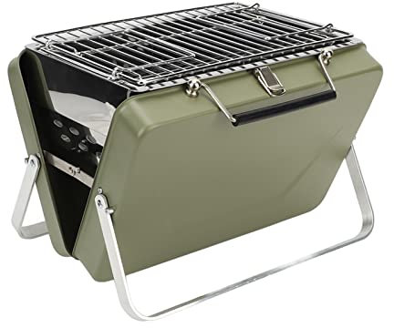 Portable Charcoal BBQ Ill - Falten -Notebook -Design für Camping-, Außenkochen- und Hinterhof -Picknicks - EEN - EEN (BLACK) (GREEN)