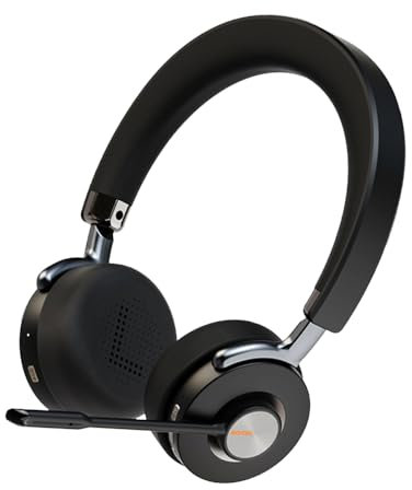 eartec Bluetooth Wireless Headset with Noise Cancelling Microphone, Dual-Channel Stereo, AI Dual-Mic, Dual Device Pairing (Dongle + Mobile), Ultra-Soft Adjustable Headband & Cushions, LED Indicator