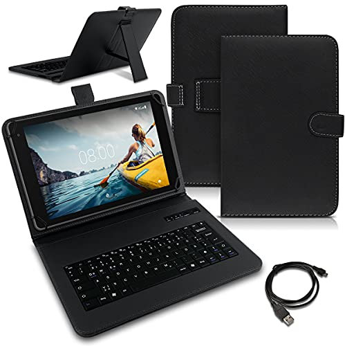 NAUCI Tablet Hülle kompatibel mit Tabwee T90 / W90 Tasche Tastatur Bluetooth Keyboard QWERTZ Schutzhülle Cover Schutz Case, Farben:Schwarz