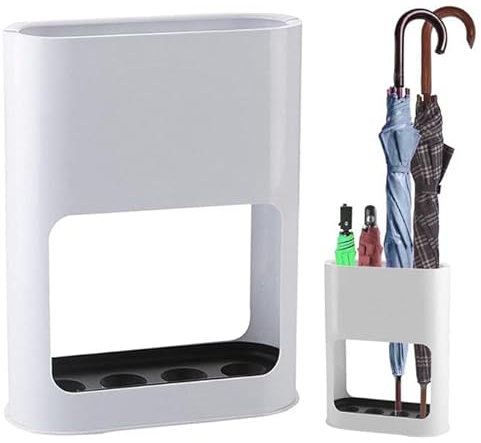 Portaombrelli, Supporto per Ombrelli con Vassoio Raccogligocce Rimovibile, 22 x 9 x 28 cm 4 slot Portaombrelli Autoportante, Portaombrelli Minimalista, per Alla Decorazione di Casa e Ufficio, Bianco