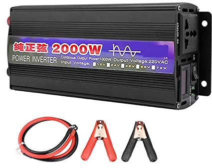 ZKLGS Power Inverter, Inverter a Onda sinusoidale Pura da 2000 W DC 12 V 24 V a CA 50 Hz 60 Hz Potenza Continua Convertitori di energia Solare da 1000 W Trasformatore di Tensione(24V)