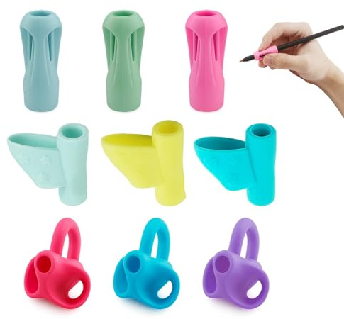 AYHYHLJZJ 9 Pièces Guide Doigts Écriture Enfant, Guides Doigts pour Écriture Enfant, Crayon et Stylo, Idéal pour l'Apprentissage pour Enfants Étudiants Adulte Besoin