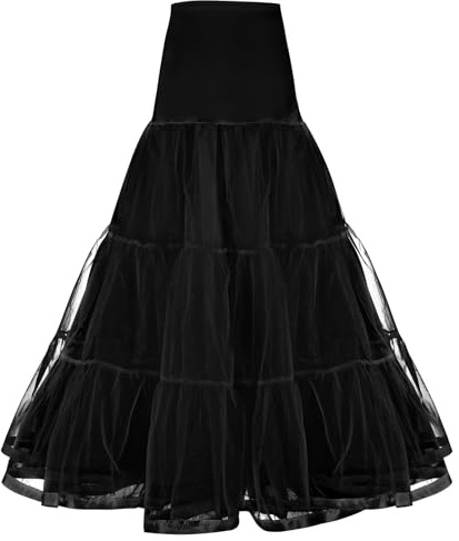 AYBUY 50's Petticoat Underskirt Retro, A-line Long Underskirt for Ladies Women's Wedding Petticoat Evening Gowns Ankle Length Underskirts Crinoline for Prom Evening Wedding Dress,Black