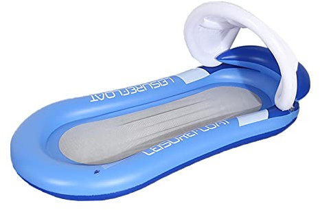 Hamaca inflable de gran tamaño, portátil, para fiesta en la playa, 63 x 35 pulgadas, color azul