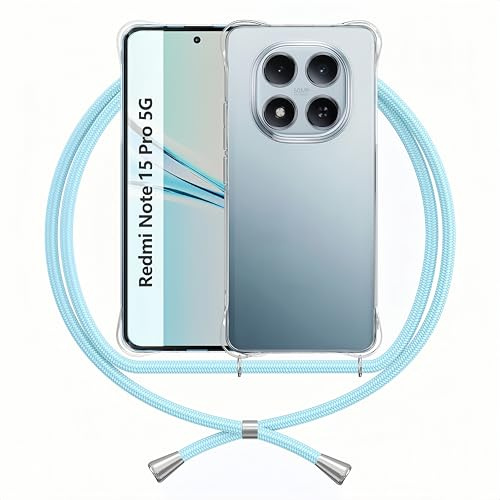 Handykette Hülle Kompatibel mit Xiaomi Redmi Note 15 Pro 5G, Blau | Handyhülle Band Anti-Gelb TPU Transparent Silikon Verstärkte Ecken Schutzhülle