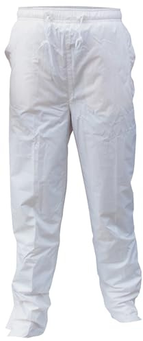 Cathedral Mens White Bowls Water Resistant Breathable Outdoor Lightweight Showerproof Over Trousers Elasticated Waist with 2 Lined Side Pockets Sml 30/32 Waist