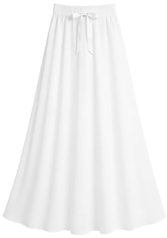Coolwife Womens High Waist Skirts Midi Swing Pockets Elastic Waist A Line Boho Floral Print Skirt