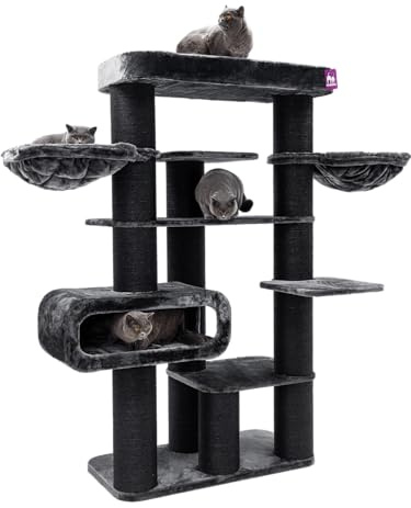 Petrebels Maine Coon Kratzbaum XXL Norwegian 198 cm hoch, Design Kratzbaum für große Katzen, Farbe Schwarz