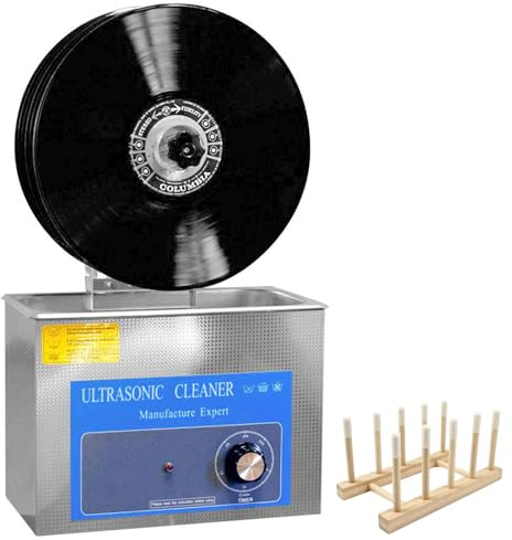 Nettoyeur de Disque Vinyle À Ultrasons 4 L, Machine À Laver les Disques 120 W avec 8 Pièces Une Fois, Synchronisation de 0 À 20 Minutes, Machine de Nettoyage de Disques Commerciaux pour Lunettes