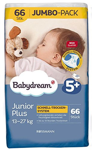 babydream Windeln Junior plus Jumbo-Pack 66 Stück Größe 5+, 12-17 kg, bis zu 12 Stunden Trockenheit