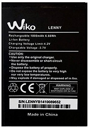 Theoutlettablet® Batteria per smartphone WIKO LENNY/LENNY 2 / LENNY 3 / JERRY Batteria al litio 1800 mAh