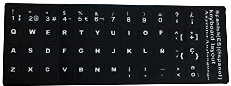 Unicoco 3 x Spanish Keyboard Stickers with White Lettering for Laptops and Offices