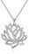 Friggem Lotus Blume Sterling Silber Halskette & Silberkette Anhänger mit überzogenen Zirkonia für Frauen & Männer, Geschenk zum Muttertag