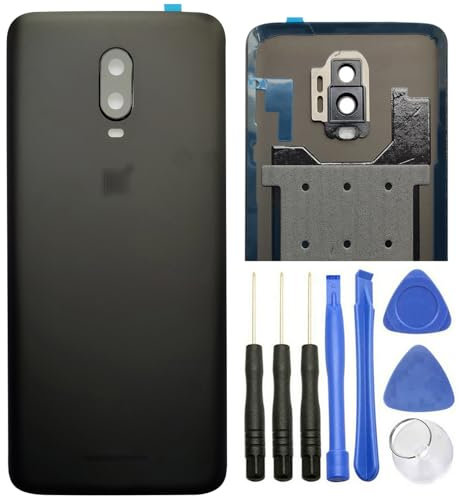 Ubrokeifixit -Glasabdeckung für OnePlus 6T, für die Rückseite, mit Kamera-Glaslinse/Blitz für OnePlus 6T A6010 A6013 LTE 16,3 cm (6,4 Zoll) (nicht für OnePlus 6 LTE 6,3 Zoll) (Midnight Black)